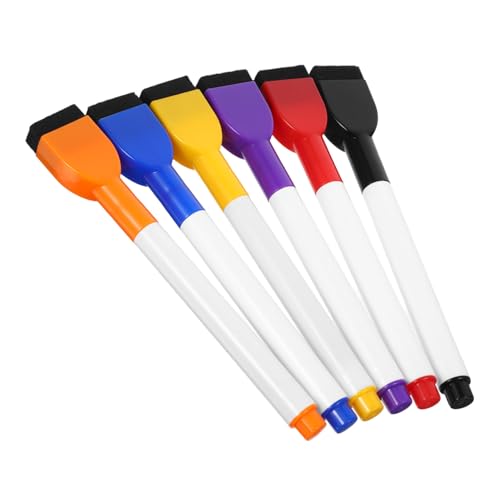 Veemoon 6 Stück Farbige Whiteboard Marker Kreidetafel Kleine Weiße Tafel Trocken Abwischbare Marker Radiergummi Malstift Für Schüler Löschbarer Trocken Abwischbarer Marker von Veemoon