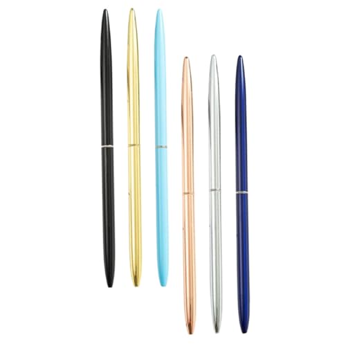 Veemoon 6 Stück Kugelschreiber Ergonomische Metallkugelschreiber Roségold Gold Silber Transparent Blau und Schwarz Smooth Writing Pen für Büro Hotel und Bank von Veemoon