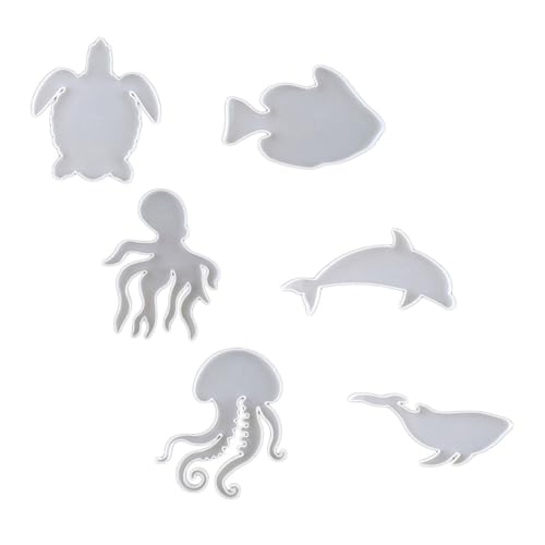 Veemoon 6 Stück Meeres tiere Schimmel epoxidharz Süßigkeiten Schimmel Epoxidformen Silikon Schildkröte Harzform Harzformen für Untersetzer Formen aus Tierharz Harzgussform Kieselgel Weiß von Veemoon
