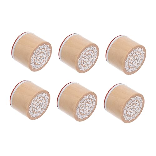 Veemoon 6 Stück Runde Holzstempel Retro Blumenmuster Langlebig für Tagebuch Scrapbooking DIY Basteln von Veemoon