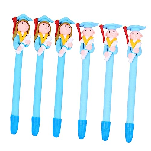 Veemoon 6 Stück Schüler Kugelschreiber büromaterial office supplies Doctoral student ballpoint pen schulmaterial Punkt Stifte Ton Doktoranden Zeichen Stifte Charakter-Kugelschreiber Blue von Veemoon