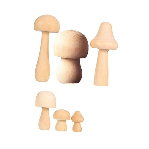 Veemoon 6 Stück Teiliges DIY Pilzmodell aus Glattem Holz Kinderfreundliches Malspielzeug zur Kreativen Gestaltung Fördert Feinmotorik und Konzentration Sicher und Geruchlos für von Veemoon