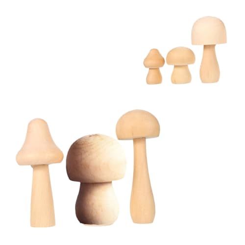 Veemoon 6 Stück Teiliges Holz Mushroom Malspielzeug Unbemalt DIY Bastelbedarf für Dekoration Vielseitig Einsetzbar von Veemoon