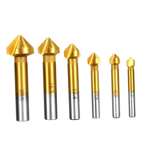 Veemoon 6 Stück Teiliges Kegelsenker Set aus Hochwertigem Rostfreiem Stahl Langlebiges Entgrat und Senkwerkzeug für Kunststoff Aluminium Kupfer und Präzises Bohrsenker Werkzeug mit Ti Veemoon 6 Stück Teiliges Kegelsenker Set aus Hochwertigem Rostfreiem Stahl Langlebiges Entgrat und Senkwerkzeug für Kunststoff Aluminium Kupfer und Präzises Bohrsenker Werkzeug mit Ti von Veemoon