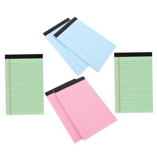 Veemoon 6 Stück Teiliges Linierter Legal Pads in Pastellfarben Abreißbare Schreibblöcke für Notizen Handlich und Leicht für Studium Büro und Unterwegs für Klare Organisation und von Veemoon