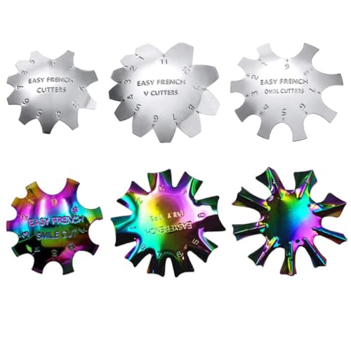 Veemoon 6 Stück Teiliges Maniküre schablonen Langlebigem Edelstahl Wiederverwendbare Nail Trimmer Stencils für DIY French Nail Art Präzise Nagelkonturierung Geeignet für Anfänger und von Veemoon