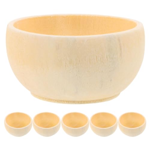 Veemoon 6 Stück Teiliges Unbemalte Holzschalen aus Naturholz Kleine DIY Bastelschalen zum Bemalen und Dekorieren Vielseitige Holzschüsseln für Snacks Kreative Holzschalen für Heimwerker von Veemoon