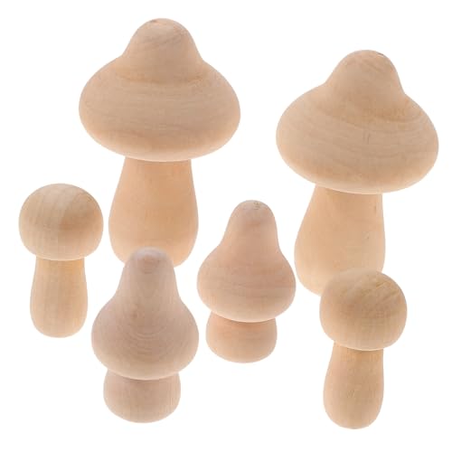 Veemoon 6 Stück Teiliges Unbemalter Mini Holzpilze Naturbelassene DIY Holzfiguren zum Bemalen Glatte Kanten Sichere Holzpilz Dekoration für Bastelprojekte Tischdekoration und Veemoon 6 Stück Teiliges Unbemalter Mini Holzpilze Naturbelassene DIY Holzfiguren zum Bemalen Glatte Kanten Sichere Holzpilz Dekoration für Bastelprojekte Tischdekoration und von Veemoon