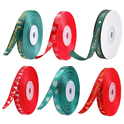 Veemoon 6 Stück Weihnachtsschleifen Teiliges DIY Geschenkband für Festliche Dekorationen Dekorative Weihnachtsbänder mit Weihnachtsmotiven Geeignet für Geschenke Blumensträuße und Veemoon 6 Stück Weihnachtsschleifen Teiliges DIY Geschenkband für Festliche Dekorationen Dekorative Weihnachtsbänder mit Weihnachtsmotiven Geeignet für Geschenke Blumensträuße und von Veemoon
