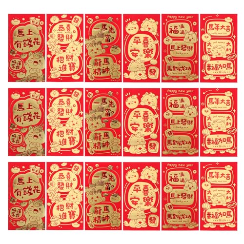 Veemoon 60 Stück Frühlings Hongbao Umschläge – Die Bao Geburtstags Ets Für Partypferde Mondfest Neue Umschlagkarte Gruß Chinesische Rote Tasche Für Hochzeit Und Jahre von Veemoon