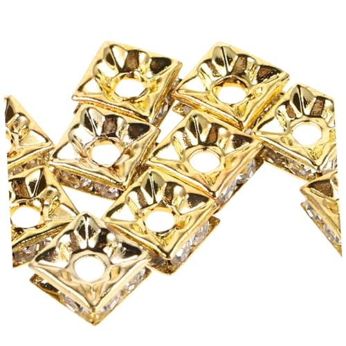 Veemoon 60 Stück Goldene Quadratische Cubic Spacer Perlen mit Funkelnden Strasssteinen Vielseitig für DIY Schmuckherstellung Wie Armbänder Halsketten Ohrringe und Haaraccessoires von Veemoon