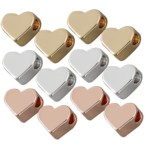 Veemoon 60 Stück Herzperlen Metall Spacer Beads Herzförmige DIY Perlen für Armbänder und Schmuckherstellung Silber Gold und Roségold für Kreative Bastelprojekte von Veemoon