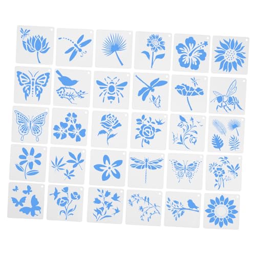 Veemoon 60 Stück Teiliges Schablonen Blumen Schmetterlinge Frühling DIY Malvorlagen Kunststoff Flexibel Sicher für Wand Möbel Karten Craft von Veemoon