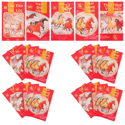Veemoon 60 Stück Vietnamesische Neujahrs Hong Bao Umschläge Jahr Des Pferdes Rote Geldumschläge Traditionelle Lunar Year Lucky Money Packets Für Festliche Geschenkübergabe von Veemoon