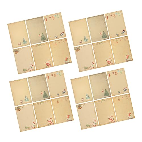 Veemoon 60 Stück Weihnachts Vintage Briefpapier Umweltfreundliches Kraftpapier für Glattes Schreiben Retro Design als Geschenkpapier und Einladungspapier für Feierlichkeiten von Veemoon