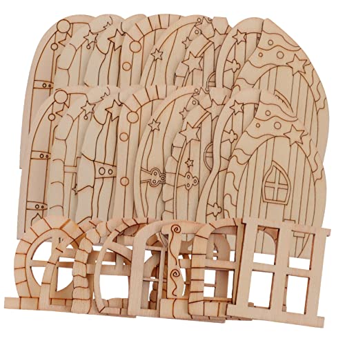 Veemoon 64 Stück Teiliges Mini Feentüren Holz Unlackierte DIY Miniaturtüren für Feenhäuser und Bastelset für Garten und Fotodekoration von Veemoon