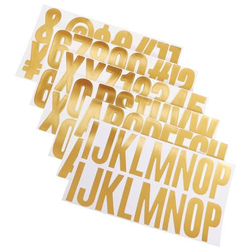 Veemoon 6Blätter Selbstklebende Goldene Buchstaben Zahlen Aufkleber Vinyl Alphabet für Kreative Projekte Briefkästen Fenster Türen Autos und Langlebig von Veemoon