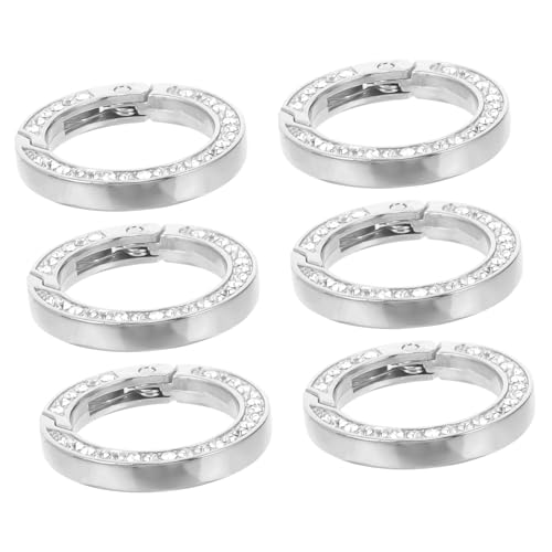 Veemoon 6Stücke Teiliges Metall Schlüsselanhänger mit Strass Runde Karabiner Ringe für DIY Projekte Langlebige Schlüsselketten für Autoschlüssel und Bastelarbeiten für Täglichen von Veemoon
