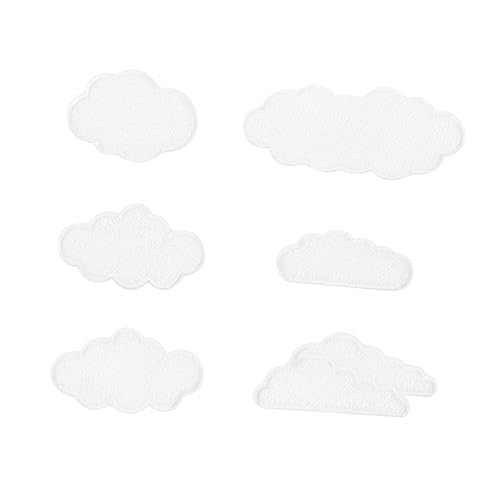 Veemoon 6Stücke Wolkenform Kleiderapplikationen Gestickte Patches für Kleidung DIY für Taschen und Handys Einfach Aufzubringen für Nähprojekte und Bastelideen von Veemoon