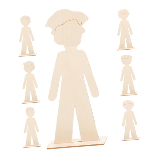 Veemoon 7 Teiliges Handgefertigtes Jungen Holzspäne Bastelset Holztischschild Holzmalset Unbemalte Holzfigur Dekorative Malwerkzeuge DIY Holzhandwerk Holzfiguren Holzhandwerk von Veemoon