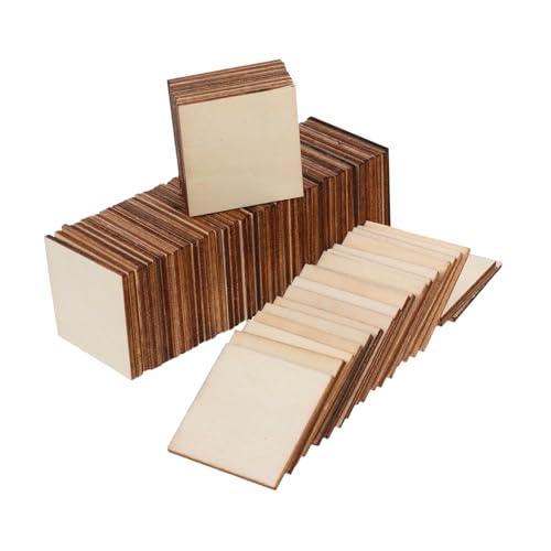 Veemoon 75 Stück Holzspäne Quadratisches Holz Leere Holzklötze Holzhandwerk Unvollendet Holzklötze Für Die Babyparty Bastelbedarf Für Erwachsene Rohlinge Für Projekte Beige von Veemoon