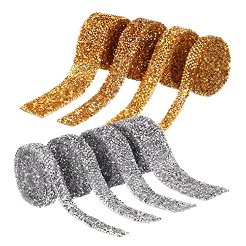 Veemoon 8 Rollen Selbstklebendes Strassband Glitzer diamantband Silber Gold für Basteln Hochzeit Dekoration Textilien Schmucksteine Bling Ribbon Veemoon 8 Rollen Selbstklebendes Strassband Glitzer diamantband Silber Gold für Basteln Hochzeit Dekoration Textilien Schmucksteine Bling Ribbon von Veemoon