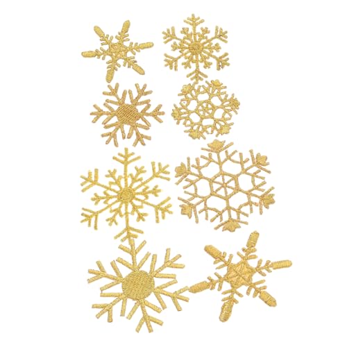 Veemoon 8 Stück Bestickter Aufnäher Mit Schneeflocken Winterapplikation Mit Schneeflocken Flecken Flicken Nähen Flicken Aufnähen Patch Für Kleidung Golden Künstliches Stickgarn von Veemoon