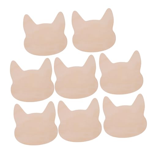 Veemoon 8 Stück Katzenkopfverzierungen Ausgeschnitten Stichworte Halloween-ausschnitte Unvollendet Geformt Diy Bastelausschnitte Tiere Groß Realistisch Klein Hölzern Beige von Veemoon