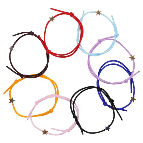 Veemoon 8 Stück Pentagramm-armband Kabel Gestapelt Sterling Trendy Dekorative Armbänder Einsteller Für Armbänder Stern Gewebtes Armband Einstellbar Reiz Bands Kupfer von Veemoon