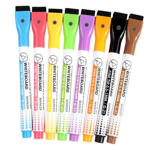 Veemoon 8 Stück Teiliges Whiteboard Marker Magnetisch mit Radierfunktion Abwischbare Whiteboard Stifte Spitze Farbige Trockene Marker für Büro Schule und Zuhause Sichere und Langlebige von Veemoon