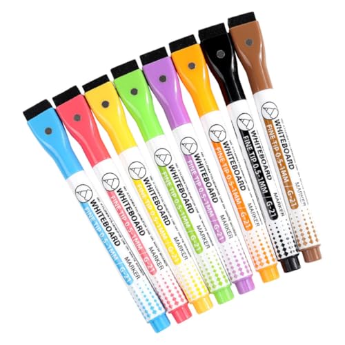 Veemoon 8Stücke Magnetische Trocken Abwischbare Marker Bunte Whiteboard Stifte für Schule Büro und Zuhause Radierbare Stifte mit Feiner Spitze Wasserbasierte Sicher von Veemoon