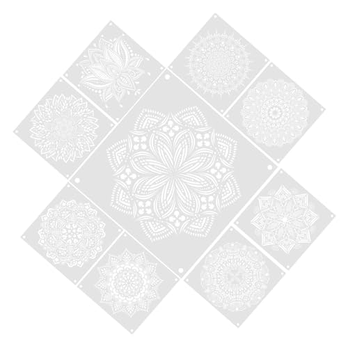 Veemoon 9 Blätter Teiliges Mandala Schablonen Wiederverwendbare DIY Blumen Schablonen für Wand Möbel Fliesen Dekoration Zubehör Veemoon 9 Blätter Teiliges Mandala Schablonen Wiederverwendbare DIY Blumen Schablonen für Wand Möbel Fliesen Dekoration Zubehör von Veemoon