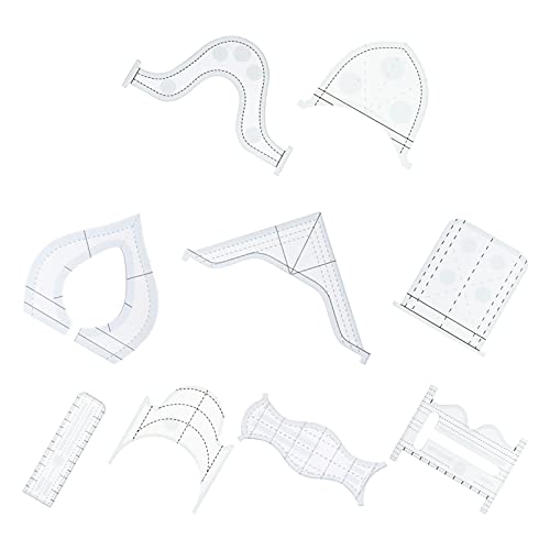 Veemoon 9 Stück Teiliges Acryl Patchwork Lineal Set für Quilt Design Vielseitige Nähwerkzeuge für DIY Projekte Robust und Langlebig für Anfänger und Profis von Veemoon