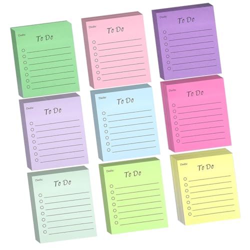 Veemoon 9 Stück Teiliges Set Selbstklebende Memo Pads Fluoreszierend Praktische Notizblöcke für Büro Schule und Zuhause Kleine Haftnotizen für Termine To Do Listen und Studienplanung von Veemoon