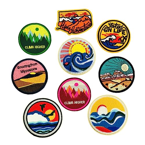 Veemoon 9Stücke Runde Stickerei Patches DIY Bügelaufnäher Für Jeans Jacken Taschen Applikationen Zur Dekoration Und Reparatur Von Kleidung Langlebig Und Hautfreundlich von Veemoon