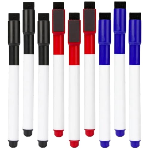 Veemoon 9Stücke Teiliges Farbige Whiteboard Marker Wiederverwendbare Löschbare Stifte für Schule und Büro Trockene Wischstifte für Notizen und Zeichnungen von Veemoon