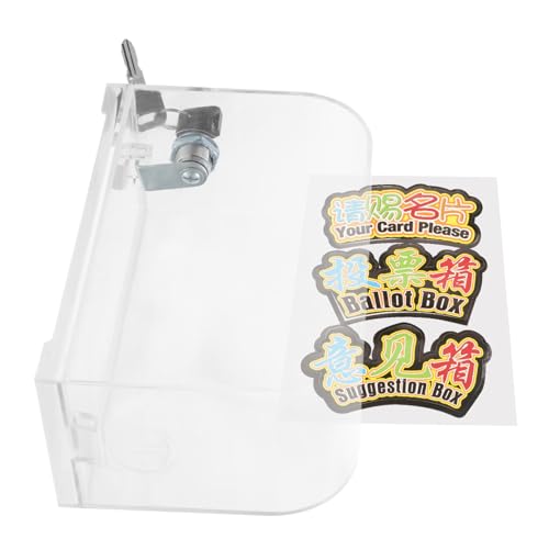 Veemoon Acryl Visitenkartenbox mit Schloss und Schlüssel Transparente Aufbewahrungsbox für Büro Portable Spendenbox und Kartenhalter Sichere Wahlurne für und Vorschläge von Veemoon