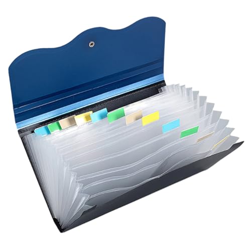 Veemoon Akordeon Dateiordner Fächer PP Mehrschichtige Dokumentenmappe Blau Praktischer Organizer für Büro Schule und Zuhause für Quittungen und Rechnungen von Veemoon