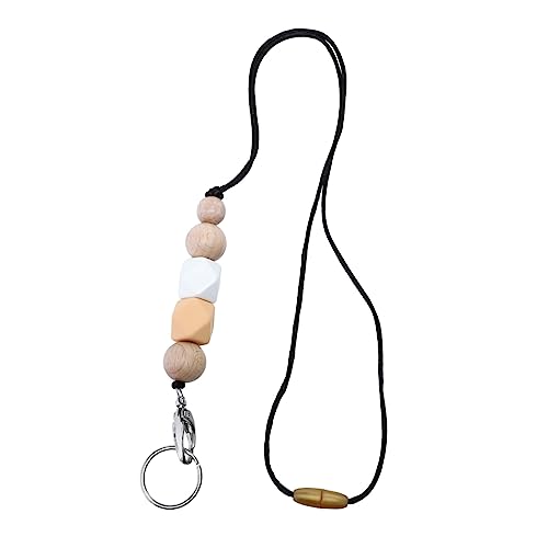 Veemoon Arbeits karte hängen Kette Abzeichenhalter Lanyards für Frauen ID-Karten-Halskette Ausweisclip zugangskarten halter Access card holder Ausweishalter ID-Karten-Kette Holzperlen von Veemoon
