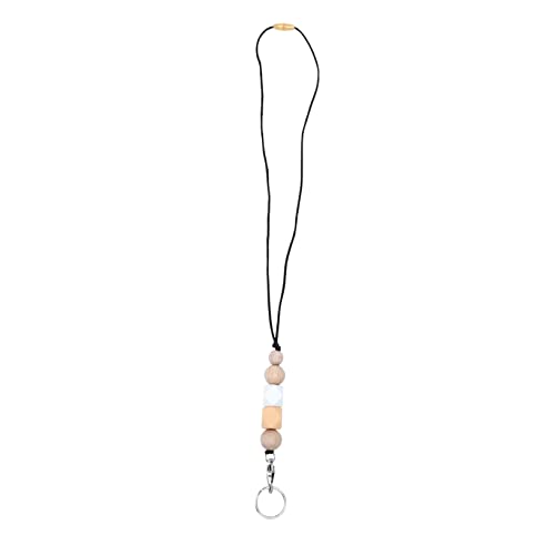 Veemoon Arbeits karte hängen Kette zugangskarten halter Access card holder Portable badge holder Halsketten für Frauen Ausweisclip Schlüsselband für ID-Karten Ausweishalter Holzperlen von Veemoon