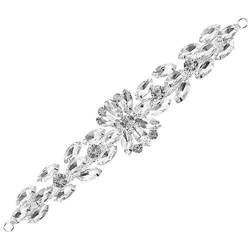 Veemoon Augendiamantblume Gürtel Hochzeitskleid Dekoration Applikationen aus Strass Hochzeit für Frauen Braut Strass-Aufnäher zum Aufbügeln DIY-Kleidungspatch Hochzeitszubehör Silber- Weiß von Veemoon