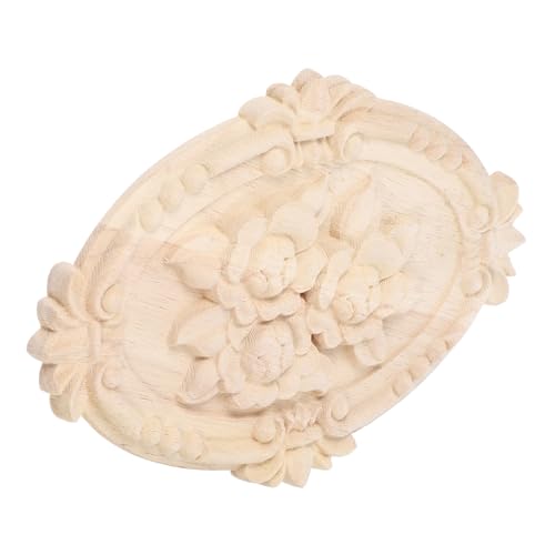 Veemoon Aus Holz geschnitztes Türschild deckendekoration holzarbeiten Holzornament Holzverzierung holzschnitzerei Blumenapplikation für Möbel dekorative Applikation Möbelleisten Beige von Veemoon