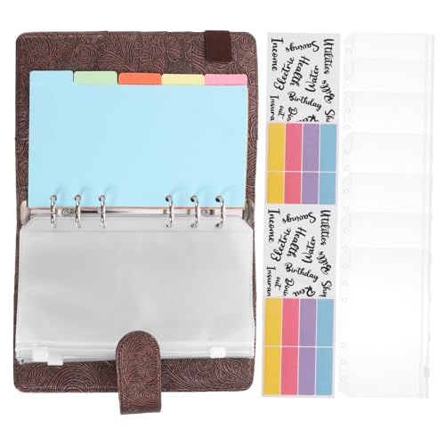Veemoon Budget Binder PU Leder mit Trennblättern und Umschlägen Wiederbefüllbares Ringbuch für Budgetplanung Geldorganisation und Finanzübersicht für Sparziele und Ausgabenverwaltung von Veemoon