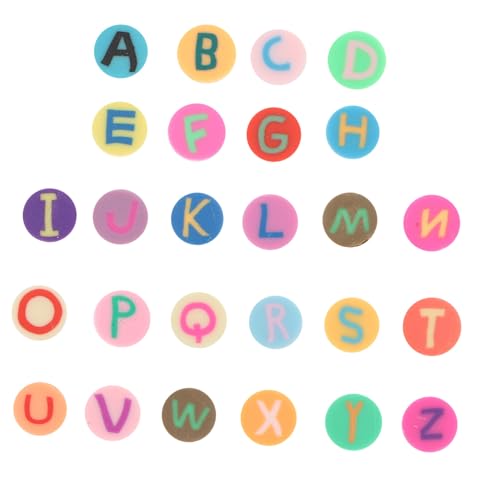 Veemoon Bunte Flache Clay Spacer Perlen mit Buchstabenmuster Weiche Polymerperlen für DIY Armbänder Schmuckherstellung Leicht Vielseitig für Kreative Bastelprojekte Veemoon Bunte Flache Clay Spacer Perlen mit Buchstabenmuster Weiche Polymerperlen für DIY Armbänder Schmuckherstellung Leicht Vielseitig für Kreative Bastelprojekte von Veemoon