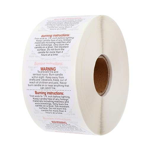 Veemoon Candle Safety Labels Selbstklebende Wasserfeste Kerzenwarnaufkleber Klare Englische Beschriftung Praktisch für DIY Kerzen und Kerzenbehälter Langlebig und Einfach von Veemoon