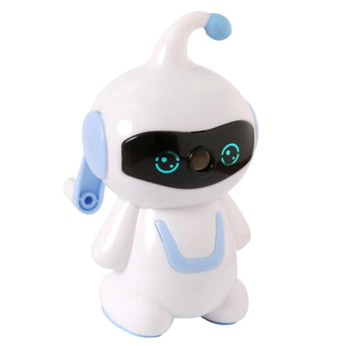Veemoon Cartoon Robot Bleistiftspitzer für Manueller Kurbelspitzer Blau Praktischer Bleistiftanspitzer für Schule Büro und Zuhause Langlebiges Design Effizient und Benutzerfreundlich von Veemoon