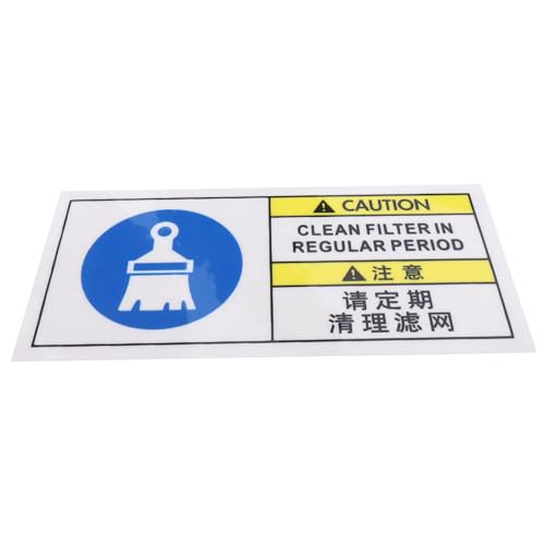 Veemoon Caution Sticker für Maschinen Wetterfester Hinweis zur Filterreinigung für Industrielle Geräte Selbstklebend Lesbar Temperaturbeständig Langlebig von Veemoon