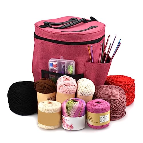 Veemoon DIY Häkelaufbewahrungstasche Große Organisertasche für Häkelgarn und Strickzubehör Praktische Aufbewahrungslösung für Handarbeiten Unterwegs von Veemoon