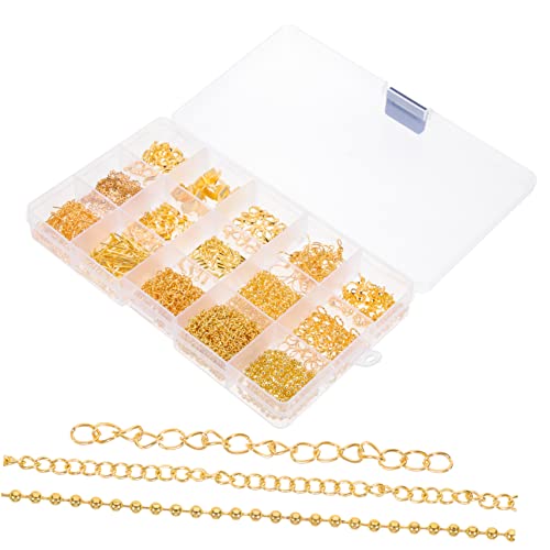 Veemoon DIY Schmuckherstellungsset Fächer mit Goldenen Perlen Verschlüssen und Werkzeugen für Armbänder und Ohrringe Zuverlässiges Zubehör für Schmuckprojekte von Veemoon