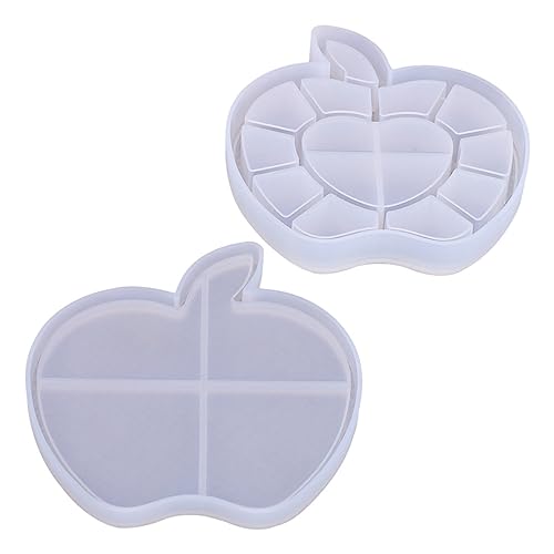 Veemoon DIY Silikonform Set für Apfel Förmige Aufbewahrungsbox mit Deckel Kreative Gießform für Schmuck Bastelprojekte Leicht zu Reinigen von Veemoon
